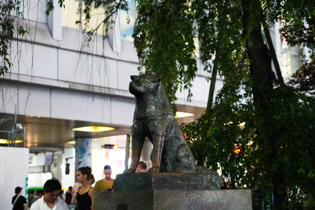 Pomnik psa Hachikō w pobliżu Shibuya Scramble Crossing.