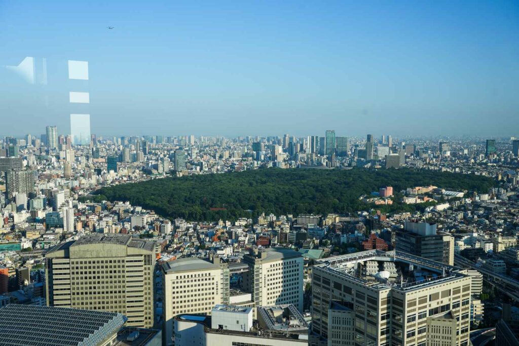 Panorama miasta widziana z Tokyo Metropolitan Government Building.