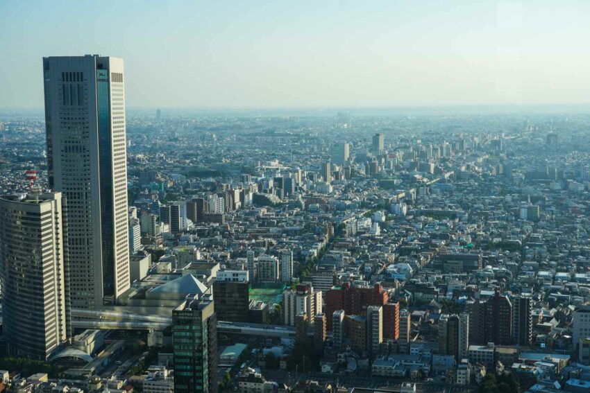 Panorama miasta widziana z Tokyo Metropolitan Government Building.